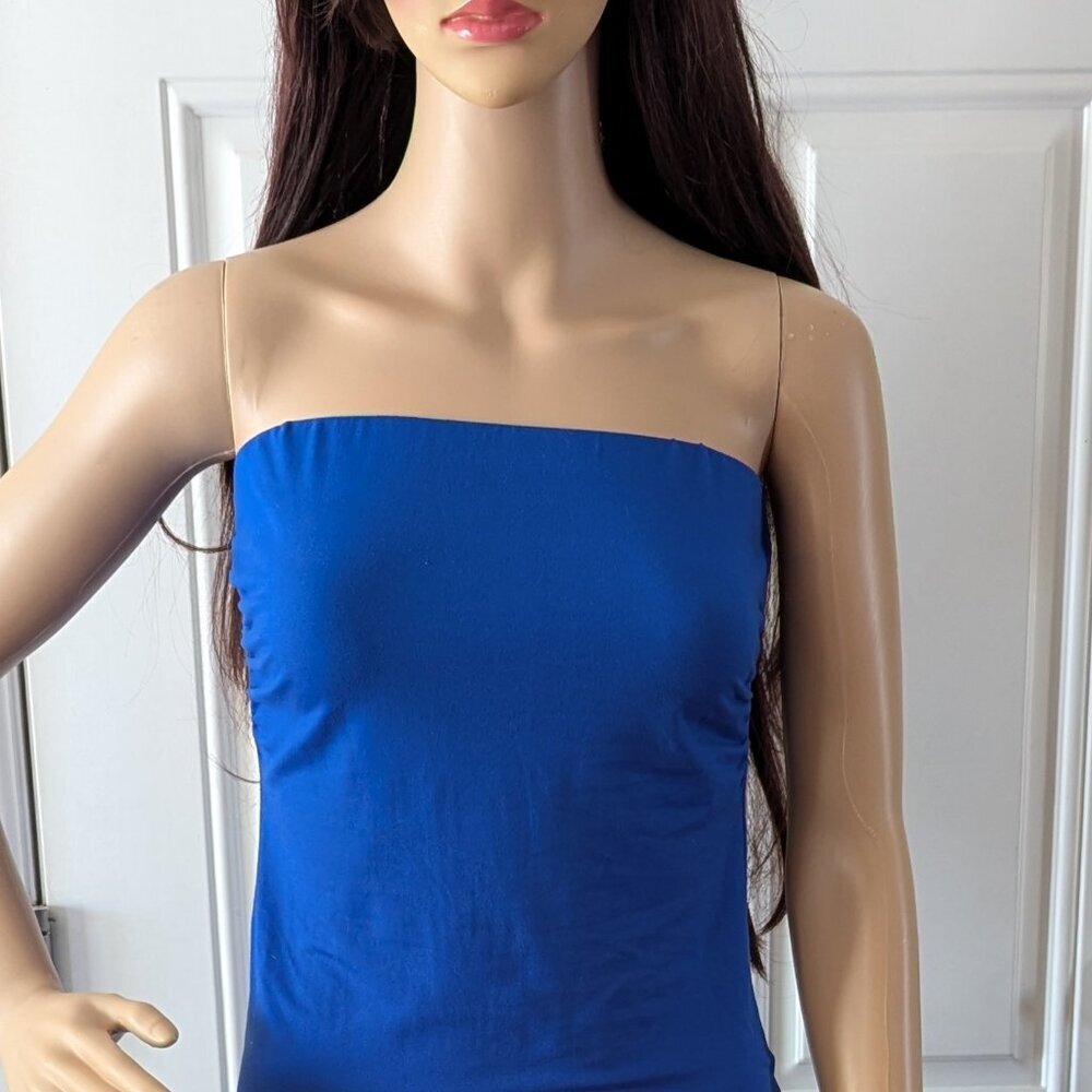 Fashion Nova Tube Side Slit Maxi Dress Royal Blue Size M
